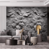 วอลเปเปอร์ PU Stone สำหรับห้องนั่งเล่นสไตล์โมเดิร์น