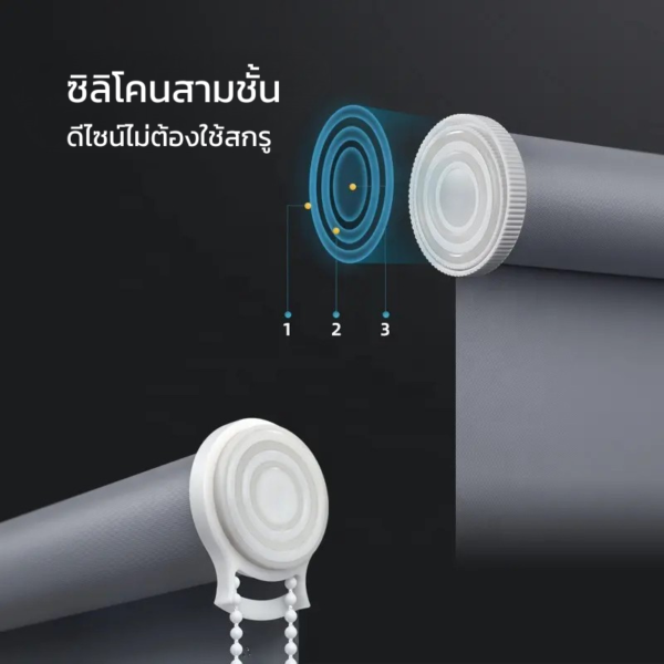 โครงสร้างม่านพิมพ์ลาย RB-02AP ซิลิโคน 3 ชั้น ไม่ต้องสกรู