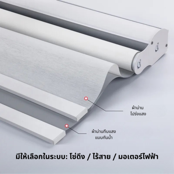 ม่านม้วน2ชั้น รุ่น RB-022L โครงสร้างแข็งแรง ใช้งานง่าย