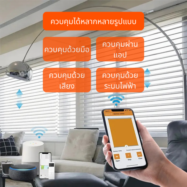 ระบบควบคุมม่านม้วนแชงกรีล่า รุ่น RB-01SL รองรับการควบคุมหลายรูปแบบ ทั้งมือ แอป เสียง ไฟฟ้า