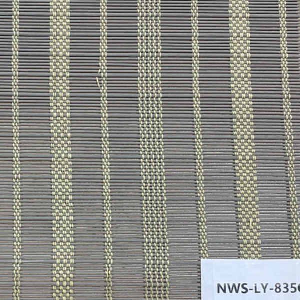 ม่านม้วนไล่เฉดรุ่น NWS-LY-835Q ลายไม้ไผ่เฉด Dark Gray with Vertical Olive Stripes