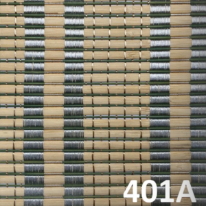 ม่านไม้ไผ่ลายคลาสสิก 401A สีเขียวขี้ม้าแซมเงิน
