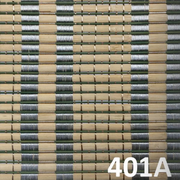 ม่านไม้ไผ่ลายคลาสสิก 401A สีเขียวขี้ม้าแซมเงิน