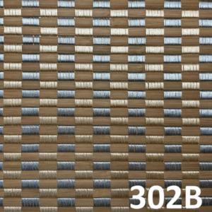 ม่านไม้ไผ่ลายตาราง 302B สีน้ำตาลและฟ้าอ่อน