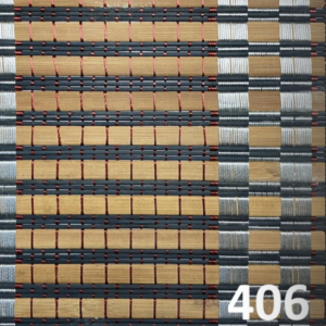 ม่านไม้ไผ่ลายโมเดิร์น 406 แซมด้ายแดงและเงิน