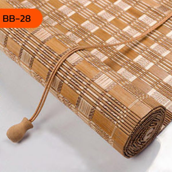 ม่านไม้ไผ่ลายเหลี่ยมธรรมชาติ รุ่น BB-28