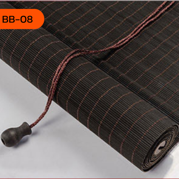 ม่านไม้ไผ่ รุ่น BB-08 สีดำแถบแดง