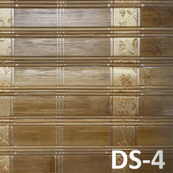 ม่านไม้ไผ่สีไม้ธรรมชาติแซมลายผ้า รุ่น DS-4