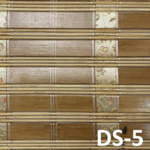 ม่านไม้ไผ่แซมผ้าลายดอกสีทอง รุ่น DS-5