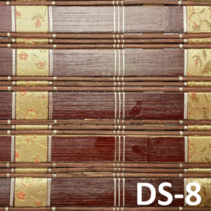 ม่านไม้ไผ่แดงเข้มแซมผ้าดอกสีทอง รุ่น DS-8