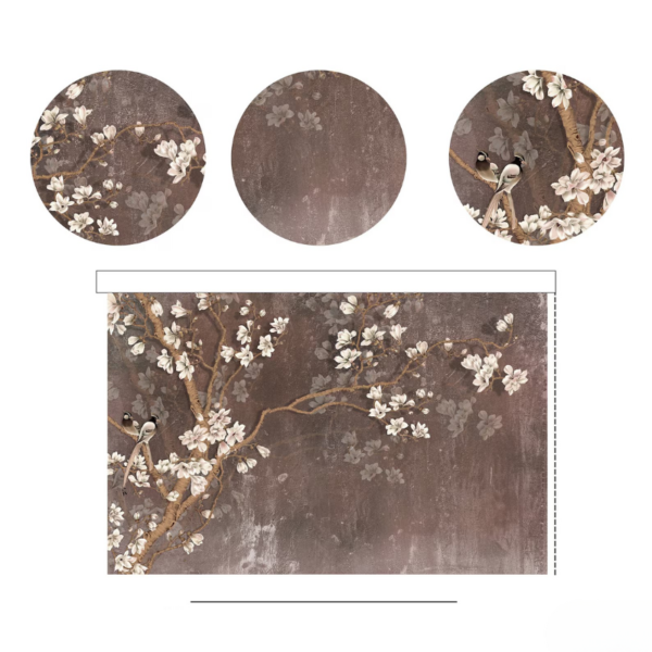 ลายพิมพ์ม่านม้วนดอกไม้ RB-013D แบบเต็ม