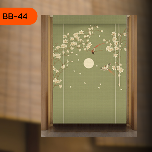 ม่านไม้ไผ่ลายพระจันทร์กับดอกไม้และนก BB-44