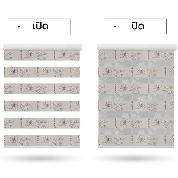 เปรียบเทียบม่าน RB-04P แบบเปิดและปิด