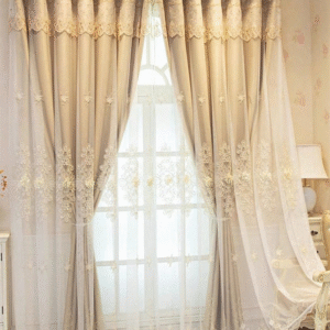 ESBC-009 | ม่านหรูปักลายดอกไม้ สีทองครีม สไตล์คลาสสิกโรแมนติก