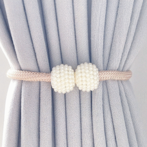 CT-022-2 | ที่รัดผ้าม่านมุกคู่ หัวมุกทรงกลม สีสันมากมายให้เลือก