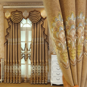 LC-041 | ผ้าม่านหรูปักลายแจ็คการ์ดพร้อมหัวม่านหลุยส์สุดอลังการ