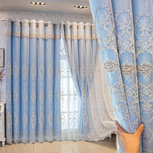 ESBC-021 | ม่านทูโทนพาสเทลหรูหรา 2 ชั้น พร้อมผ้าโปร่งลายปักสวยงาม