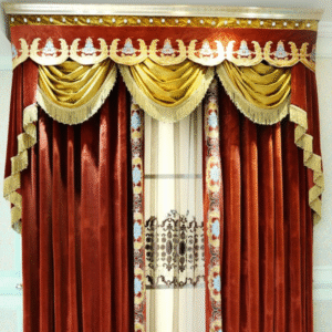 LC-071 | ม่าน Royal Home สีแดง-ทอง สุดหรูหรา