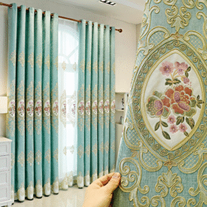 ESBC-025 | ม่านหรูสไตล์ยุโรป สีพาสเทล ลายปักทองสุดประณีต
