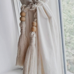 CT-067 | เชือกรวบผ้าม่านสามพู่ถักมือ – เสน่ห์แห่งงานแฮนด์เมดธรรมชาติ